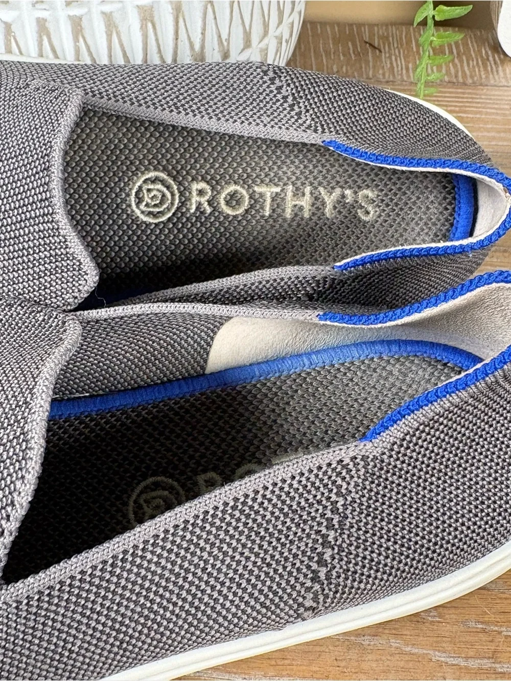 Rothy's The Original Slip-On Sneakers in a Gray knit fabric Women's Size 7.5